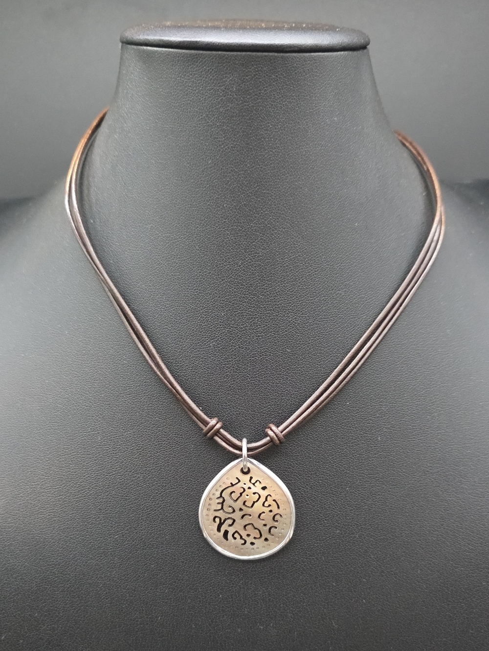 RETIRED Silpada N1446 carved shell pendant leather necklace a multi-strand br